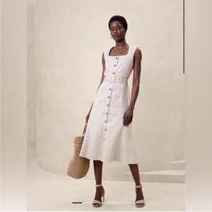 Banana Republic Linen Blend Midi Dress in color flax